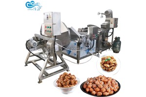 Industrial Honey Coated Peanut Cashew Nuts Walnuts Almond Making Roasting Frying Processing Coating Machine